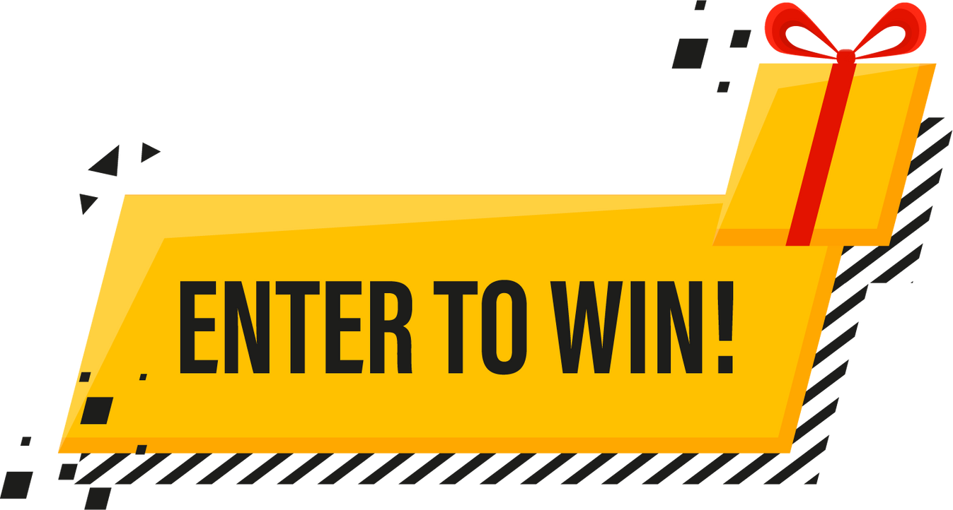 Enter to win prizes megaphone yellow banner in 3D style on w
